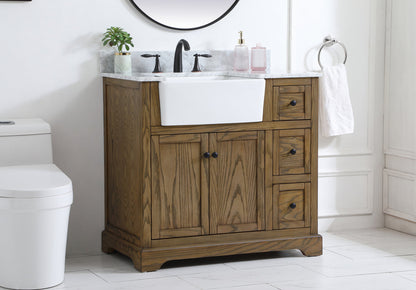 36 inch Single bathroom vanity in driftwood with backsplash