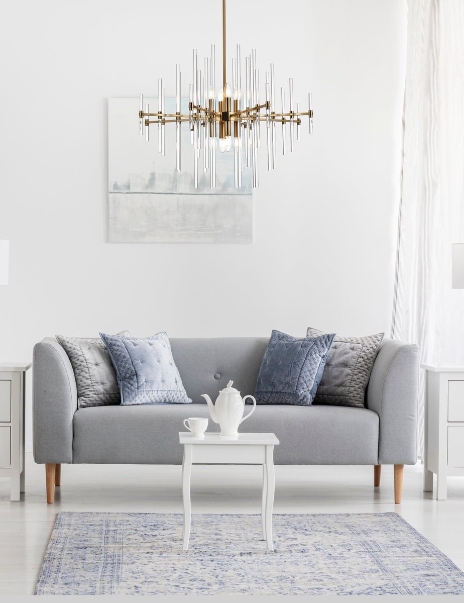 Sienna 27 inch crystal rod pendant in gold