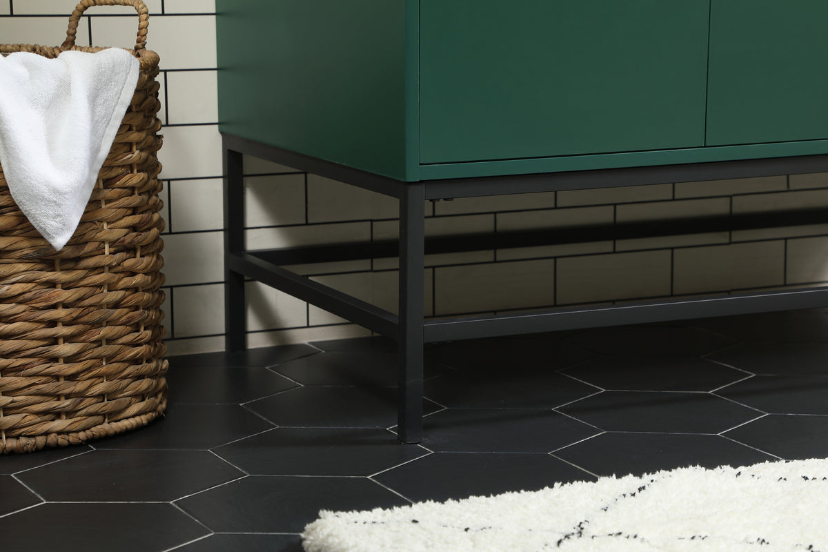 42 inch Single bathroom vanity in green with backsplash