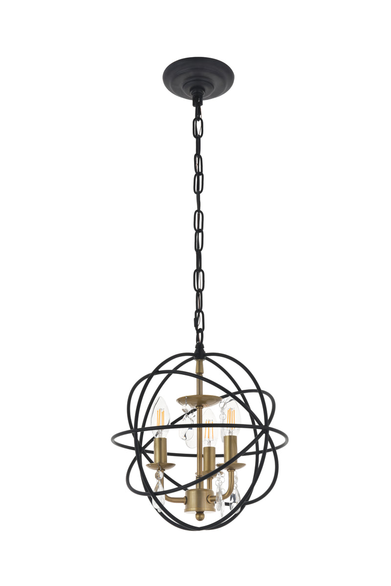 Wallace 3 light Matte Black and Brass Pendant