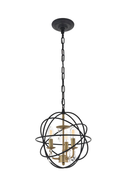 Wallace 3 light Matte Black and Brass Pendant