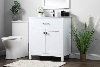 30 Inch SIngle Bathroom Vanity In White
