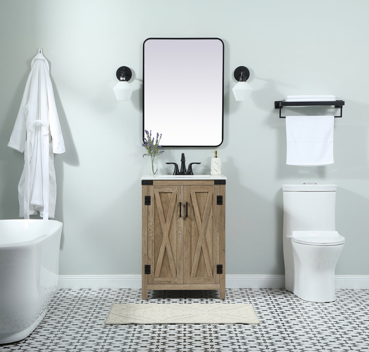 24 inch Single bathroom vanity in natural oak