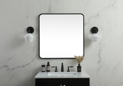 Soft corner metal square mirror 30x30 inch in Black