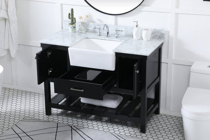 48 inch Single bathroom vanity in black with backsplash