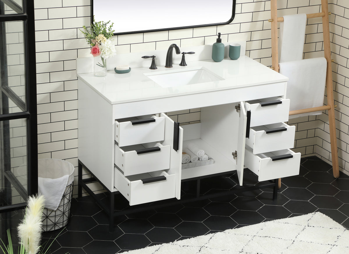 48 inch Single bathroom vanity in white with backsplash