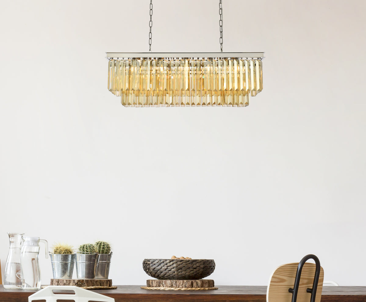 Sydney 12 light polished nickel Chandelier Golden Teak (Smoky) Royal Cut Crystal