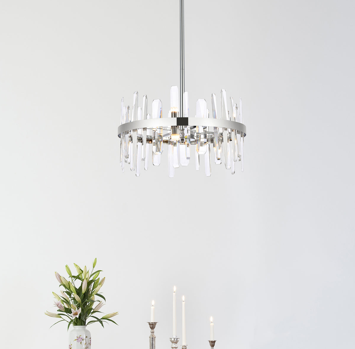 Serena 20 inch crystal round pendant in chrome