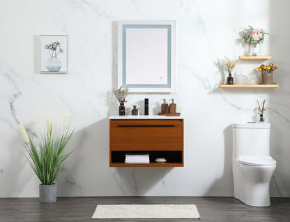 30 inch Single bathroom vanity in teak with backsplash