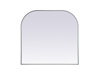Metal Frame Arch Mirror 40x38 Inch in Silver