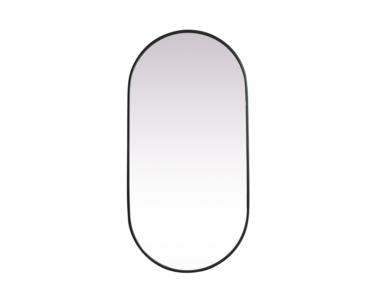 Metal Frame Oval Mirror 24x48 Inch in Black