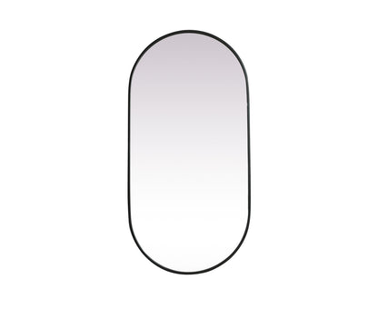 Metal Frame Oval Mirror 24x48 Inch in Black
