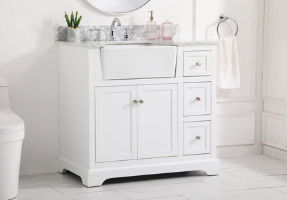 36 inch Single bathroom vanity in white with backsplash
