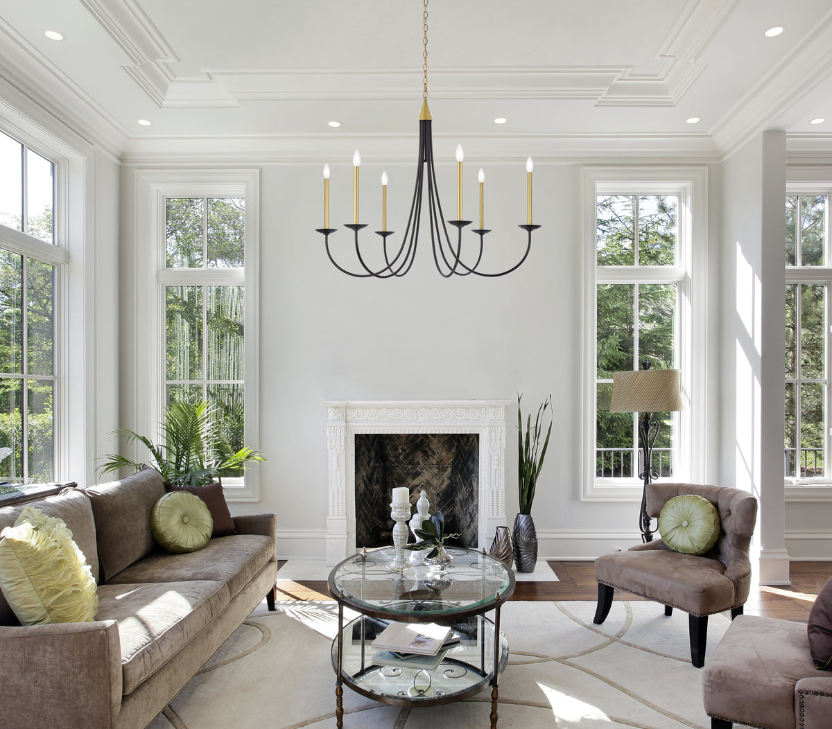 Cohen 42 inch pendant in black and brass