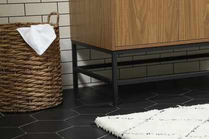 42 inch Single bathroom vanity in walnut brown with backsplash