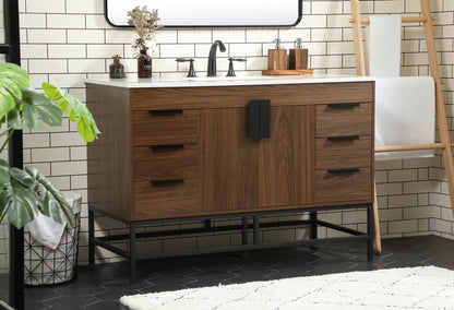 48 inch Single bathroom vanity in walnut