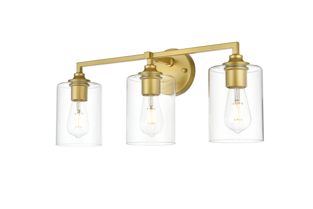 Mayson 3 light Brass and Clear Bath Sconce