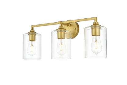Mayson 3 light Brass and Clear Bath Sconce