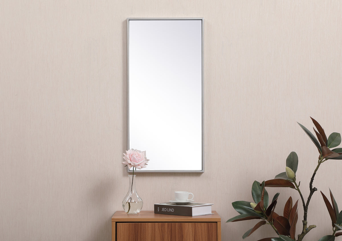 Metal frame rectangle mirror 14x28 inch in silver