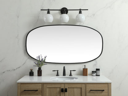 Metal Frame Oval Mirror 24x48 Inch in Black