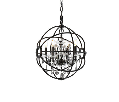 Geneva 4 light Dark Bronze Pendant Silver Shade (Grey) Royal Cut crystal