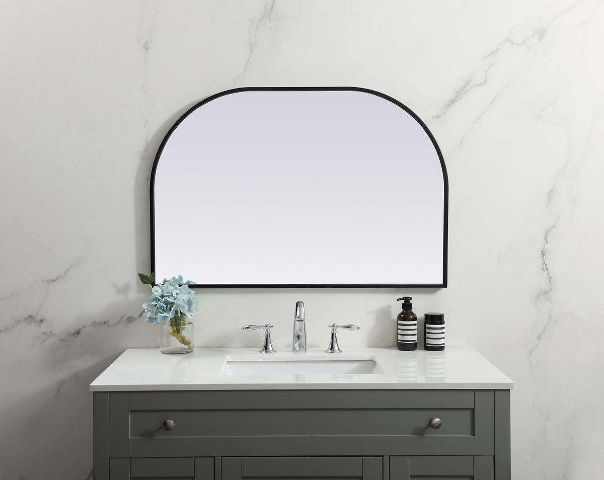 Metal Frame Arch Mirror 36x24 Inch in Black