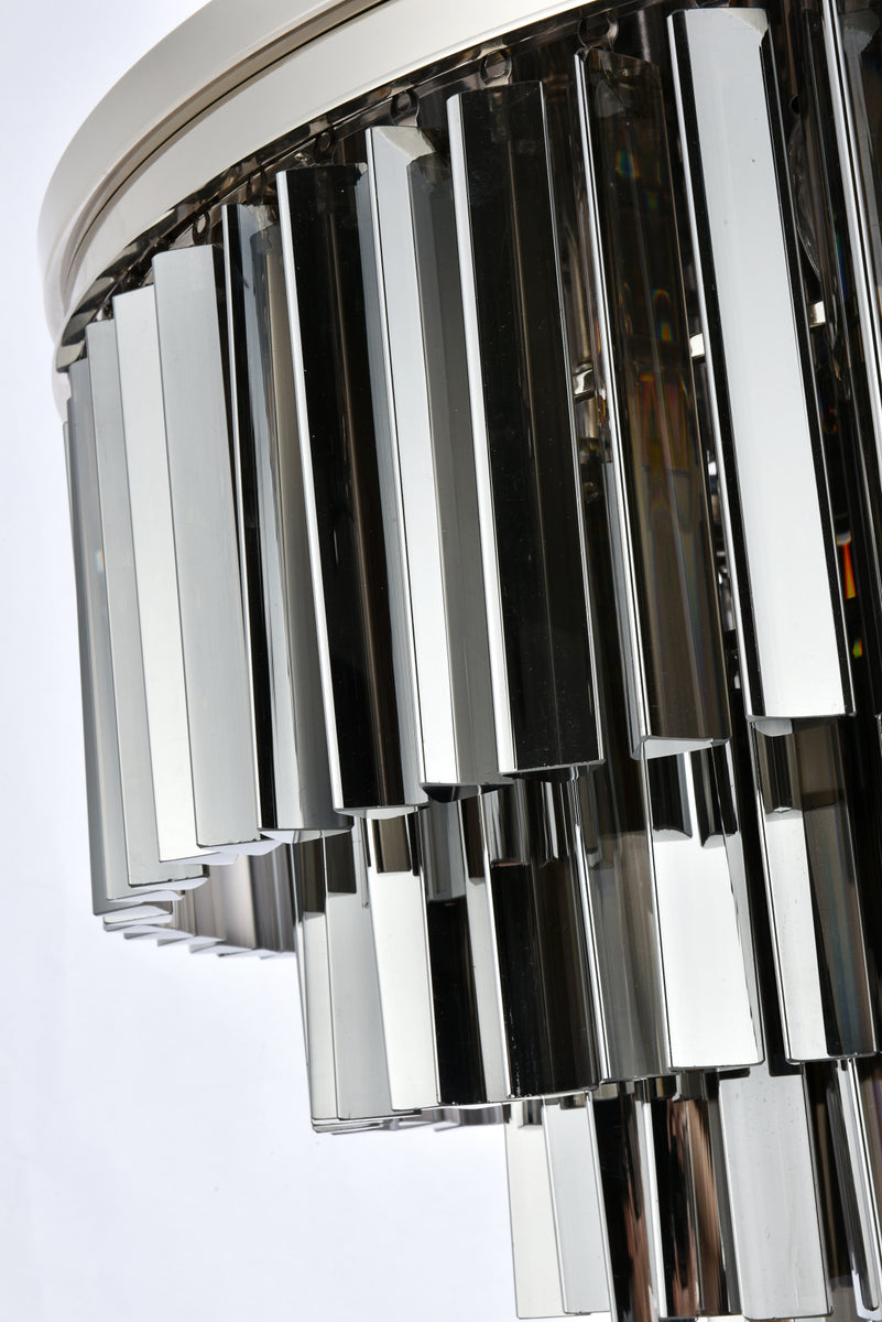 Sydney 17 light polished nickel Flush Mount Silver Shade (Grey) Royal Cut Crystal