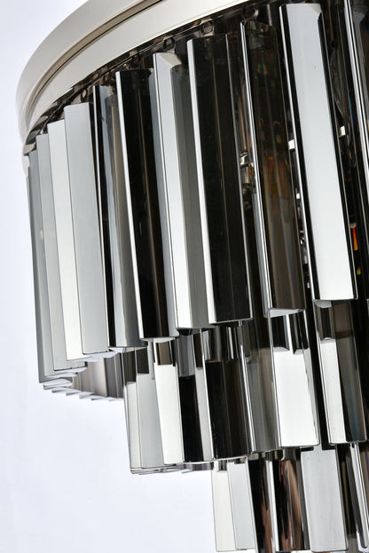 Sydney 17 light polished nickel Flush Mount Silver Shade (Grey) Royal Cut Crystal