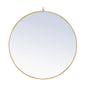 Metal frame Round Mirror with decorative hook 32 inch Brass finish