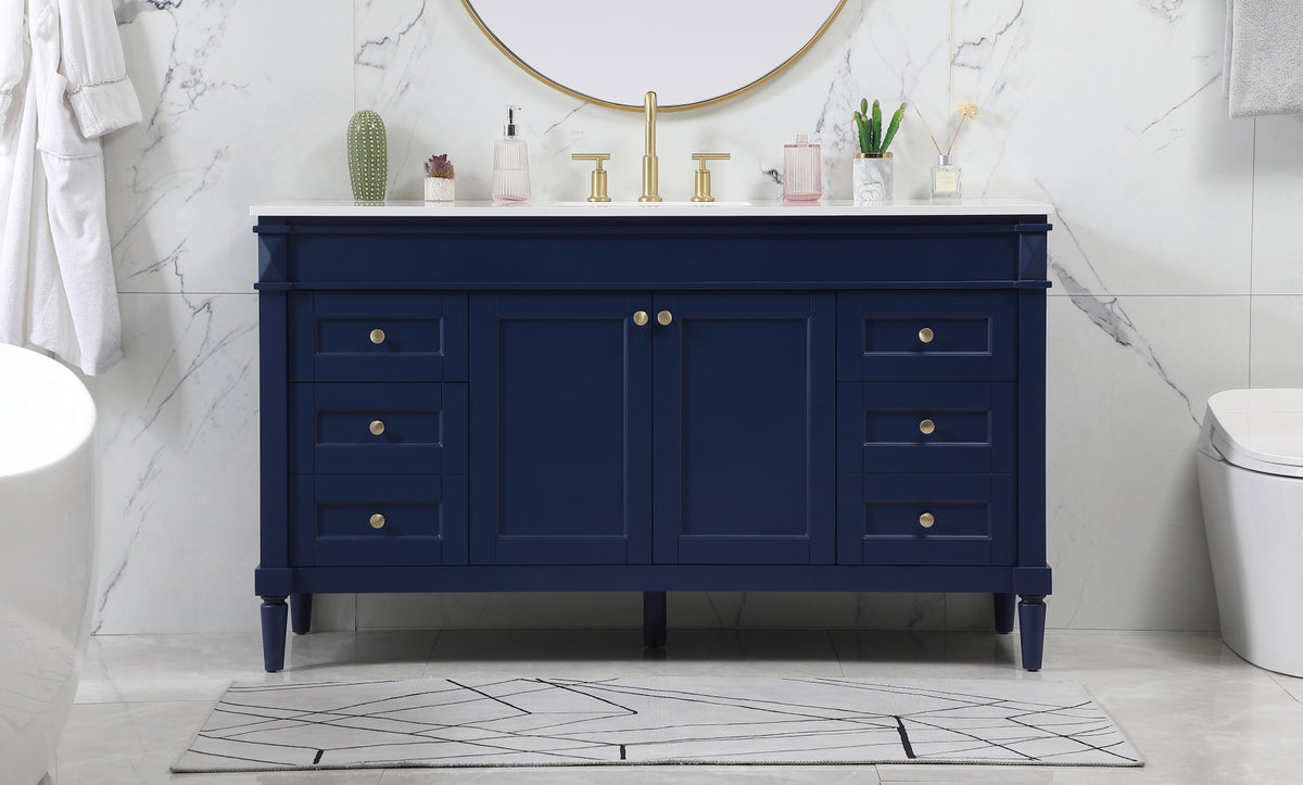 60 inch Single bathroom vanity in blue