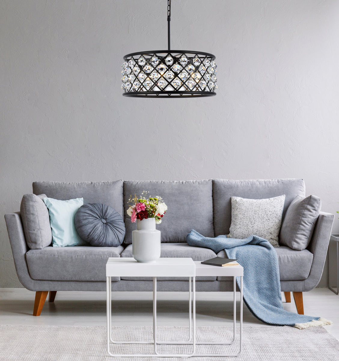 Madison 6 light Matte Black Chandelier Clear Royal Cut Crystal