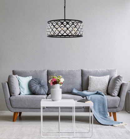 Madison 6 light Matte Black Chandelier Clear Royal Cut Crystal