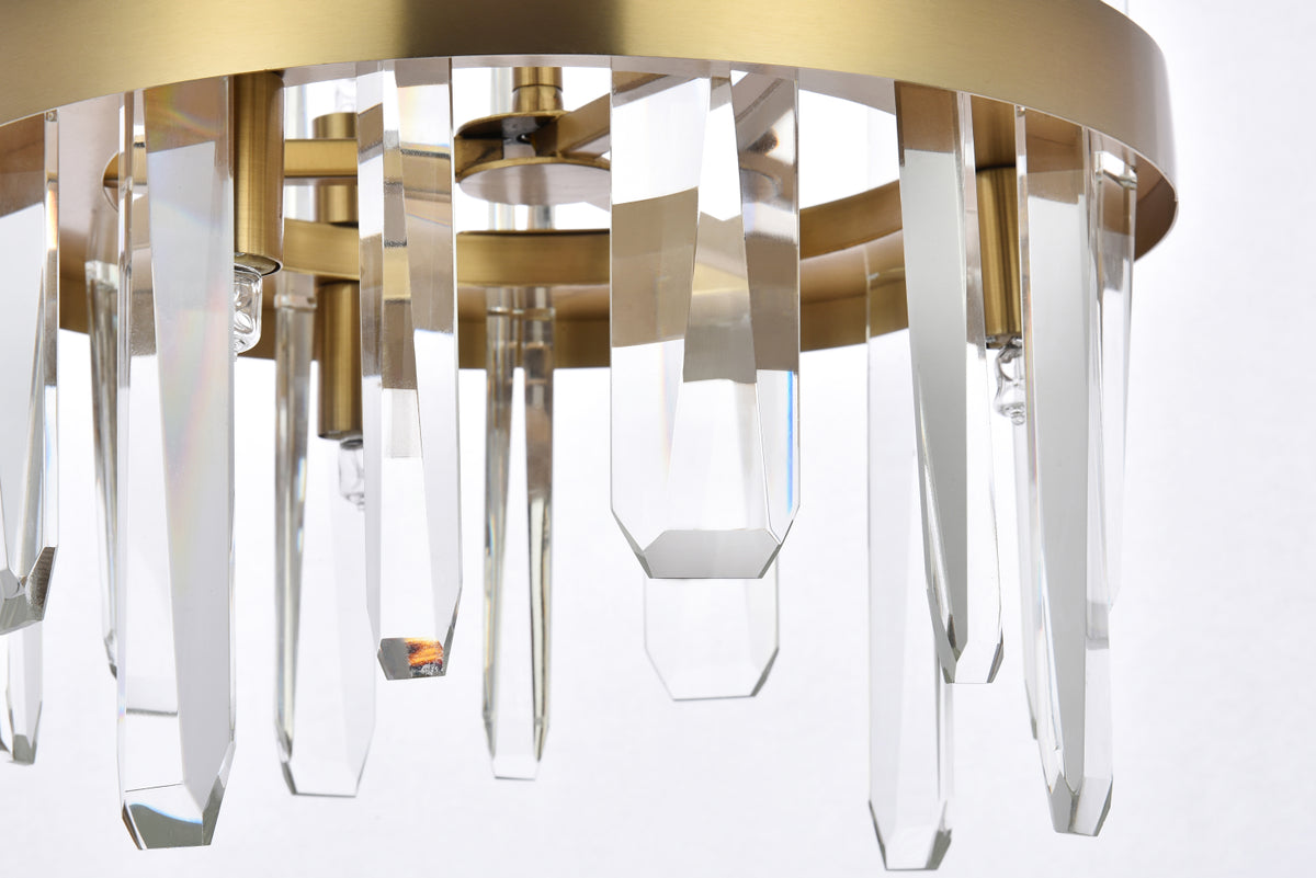 Serena 12 inch crystal round pendant in satin gold