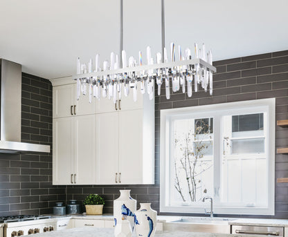 Serena 36 inch crystal rectangle chandelier in chrome