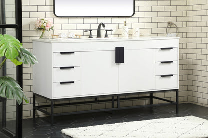 60 inch Single bathroom vanity in white