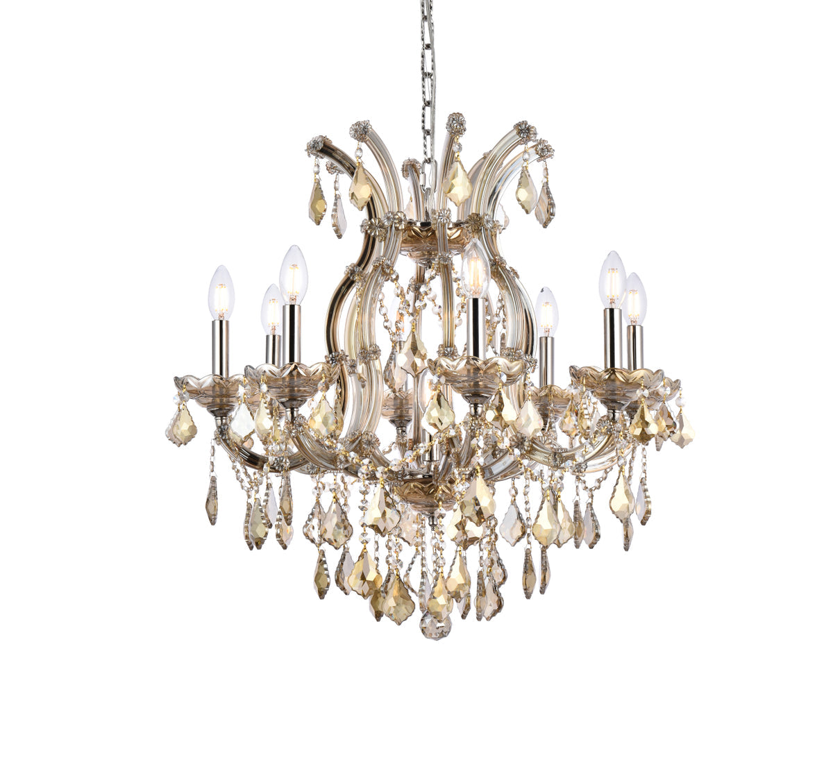 Maria Theresa 9 light Golden Teak Chandelier Golden Teak (Smoky) Royal Cut Crystal