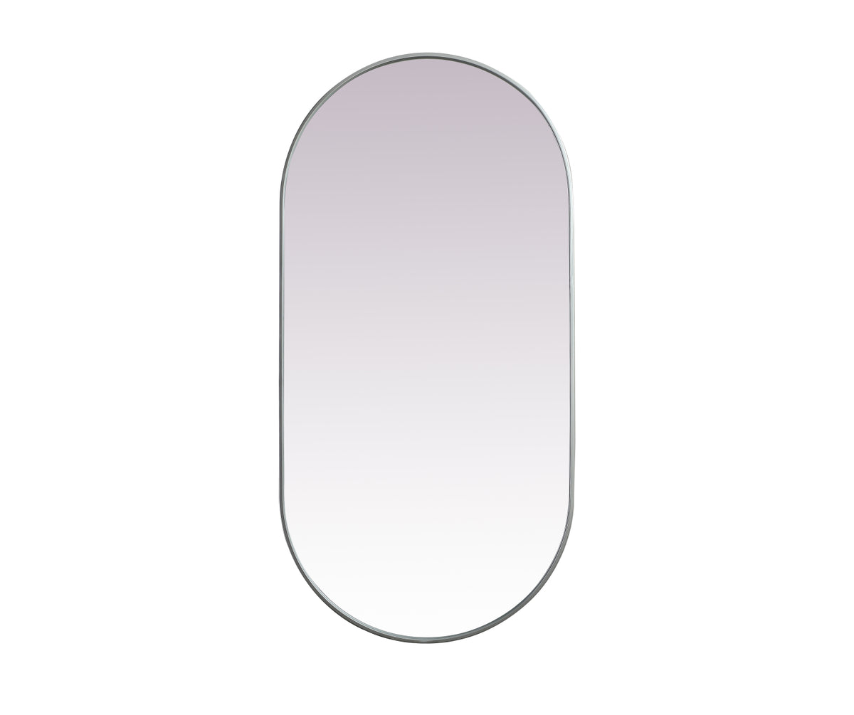 Metal Frame Oval Mirror 30x60 Inch in Silver