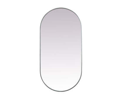 Metal Frame Oval Mirror 30x60 Inch in Silver