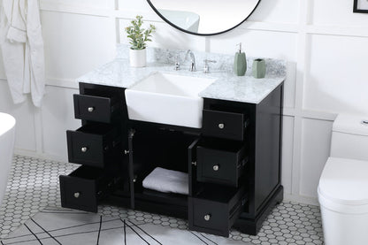 48 inch Single bathroom vanity in black with backsplash