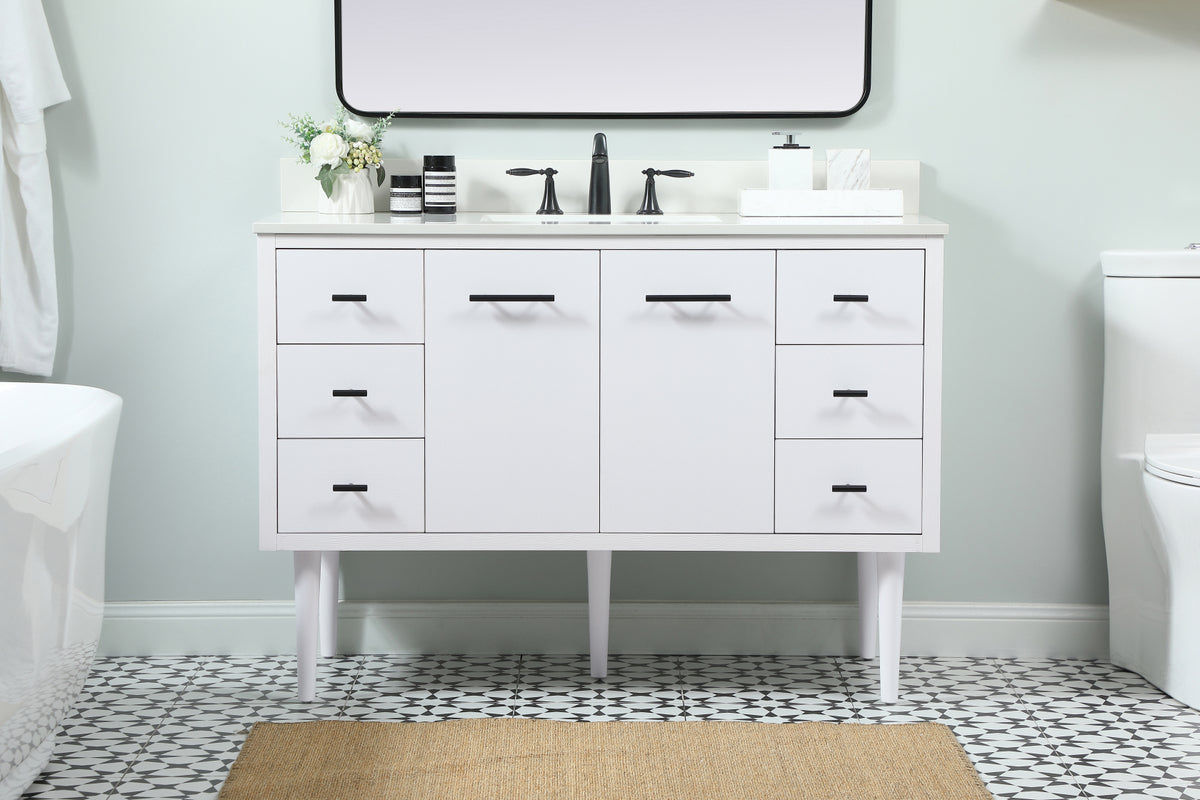 48 inch Single bathroom vanity in white with backsplash