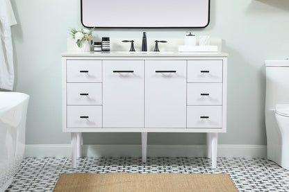 48 inch Single bathroom vanity in white with backsplash