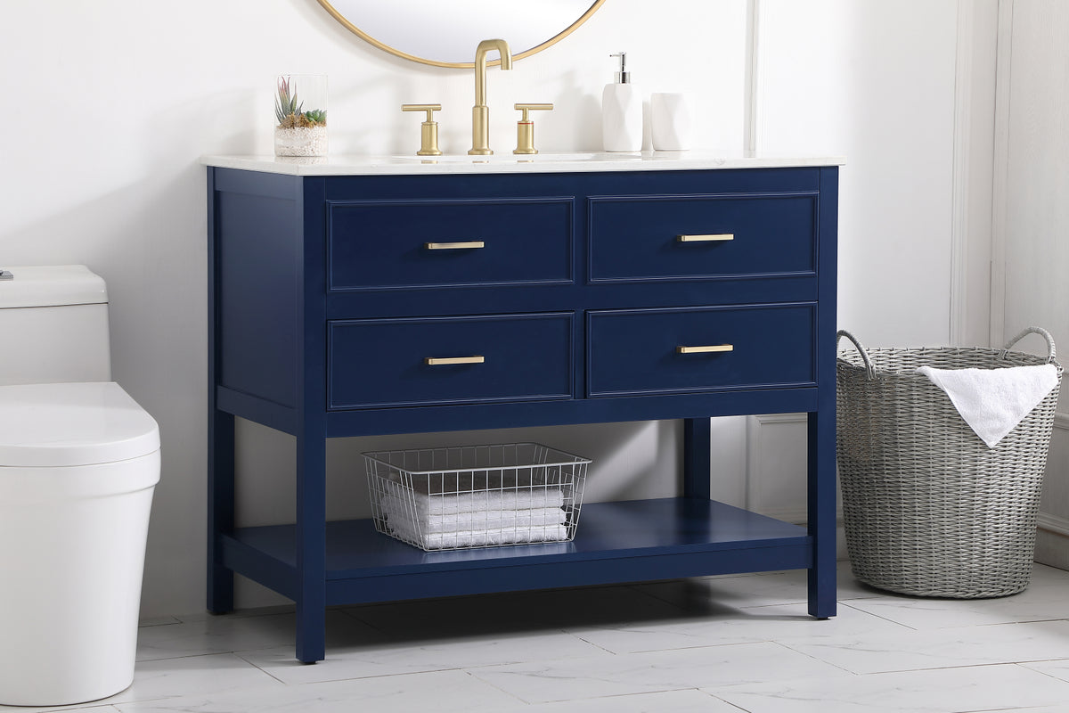 42 inch Single bathroom vanity in blue