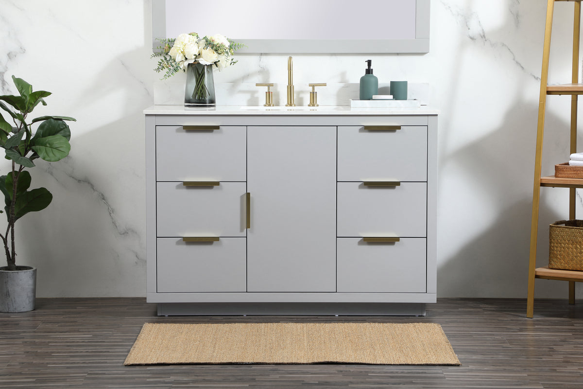 48 inch Single bathroom vanity in grey with backsplash