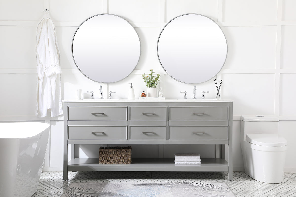 72 inch double bathroom vanity in gray