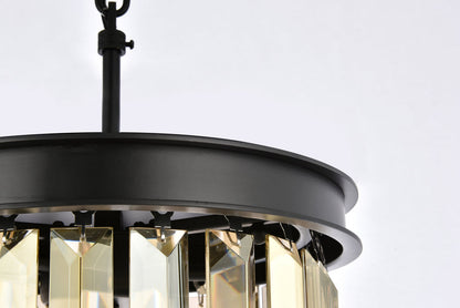 Sydney 3 light Matte Black Pendant Golden Teak (Smoky) Royal Cut Crystal