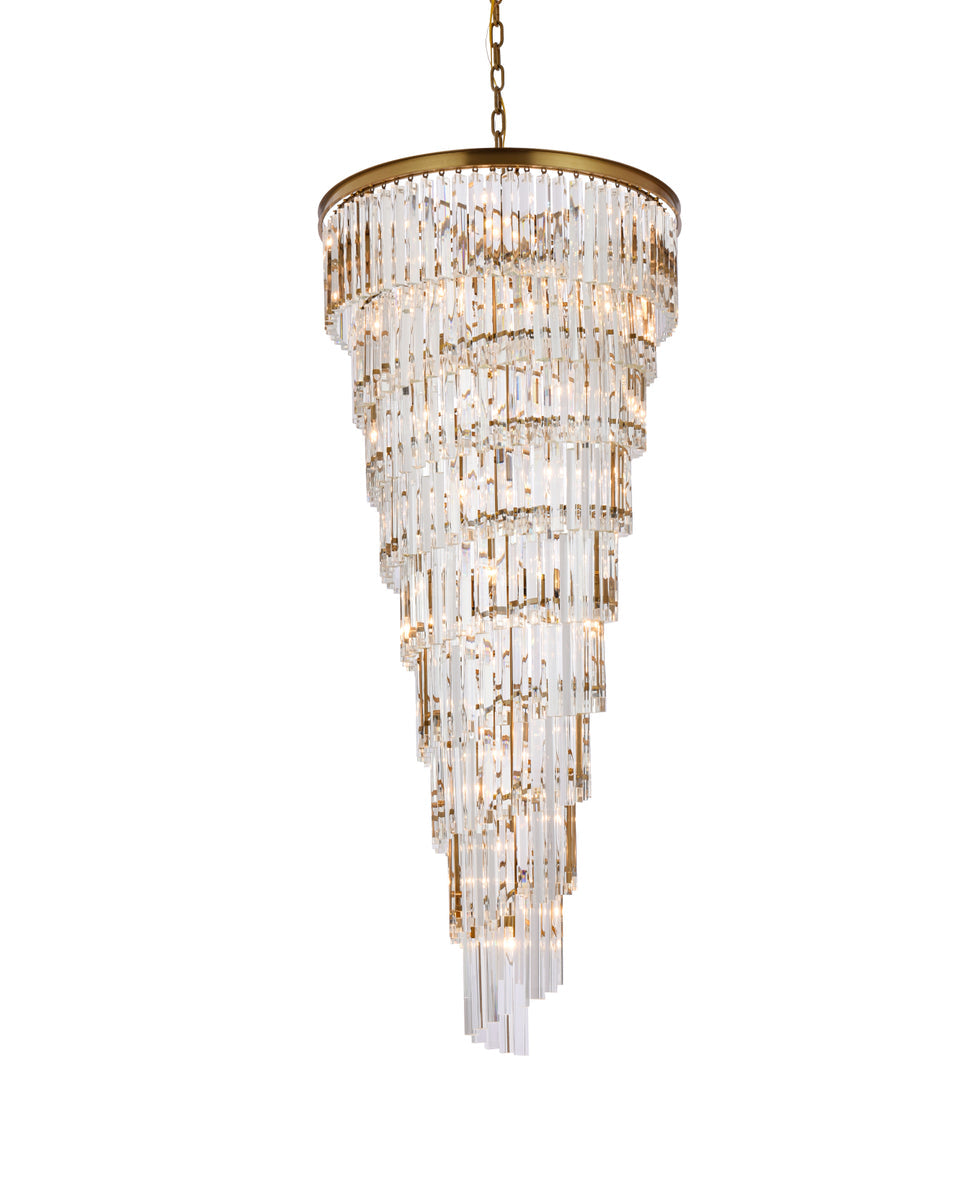 Sydney 30 inch spiral crystal chandelier in satin gold