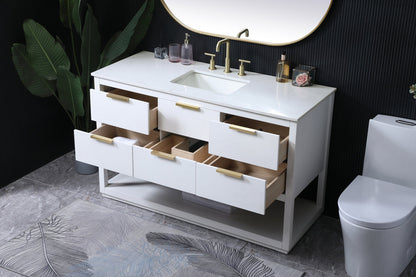 54 Inch SIngle Bathroom Vanity In White