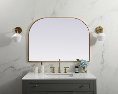 Metal Frame Arch Mirror 42x30 Inch in Brass