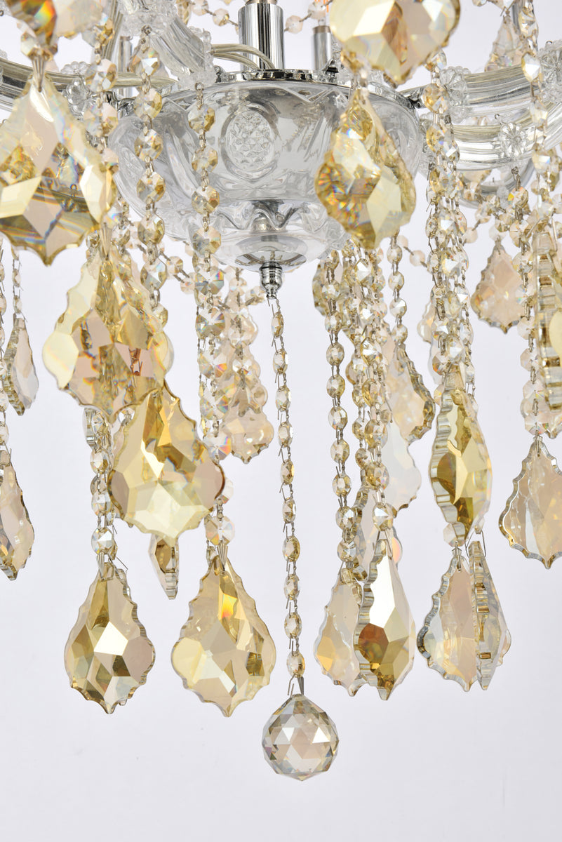 Maria Theresa 37 light Chrome Chandelier Golden Teak (Smoky) Royal Cut Crystal