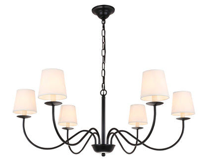 Eclipse 6 light Black and White shade chandelier